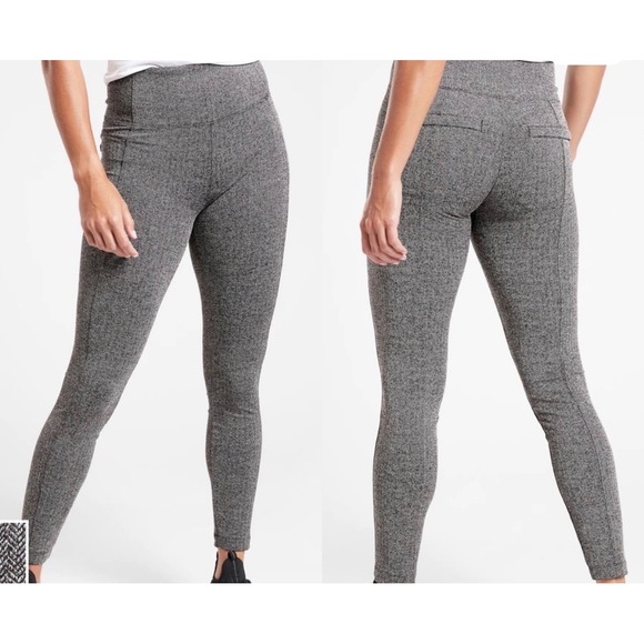 Athleta Pants - Athleta Herringbone Ponte Knit Pants Medium Career Commuter Stretch